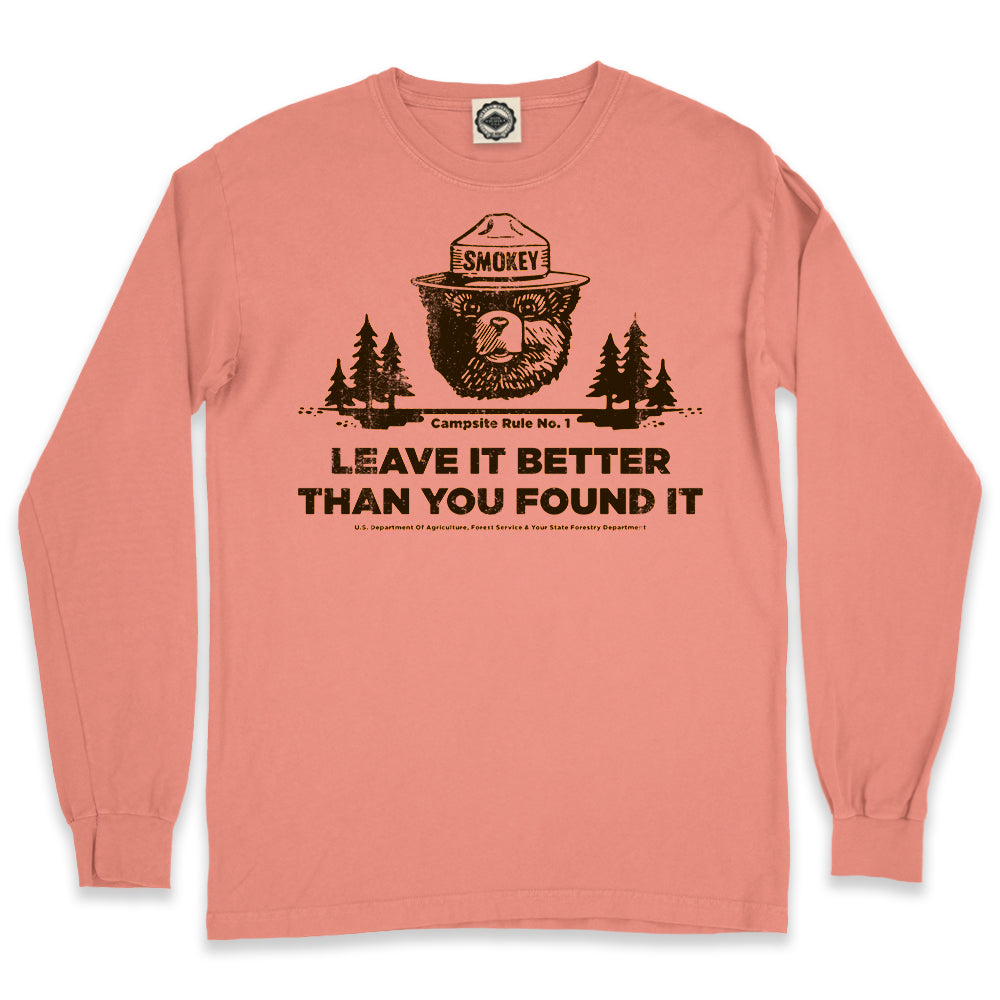 Smokey Bear's Campsite Rule Men's Long Sleeve Pigment Dyed Tee