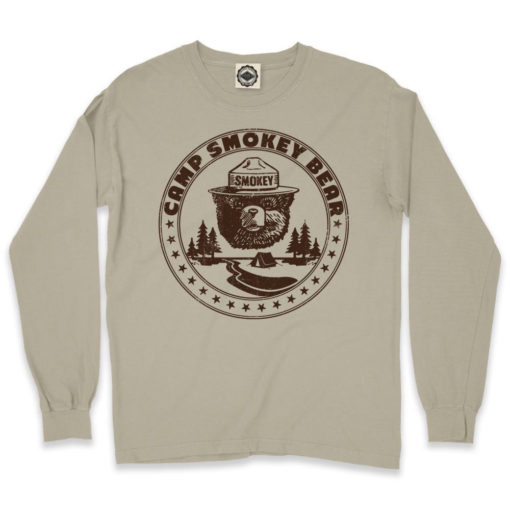 Camp Smokey Bear Men's Long Sleeve Pigment Dyed Tee