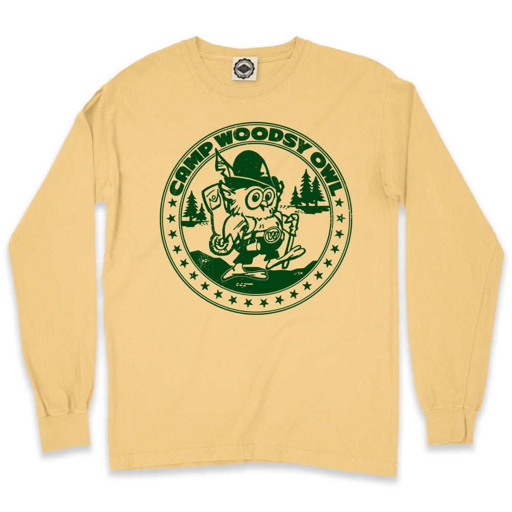 Camp Woodsy Owl Men's Long Sleeve Pigment Dyed T-Shirt in Pigment Yellow