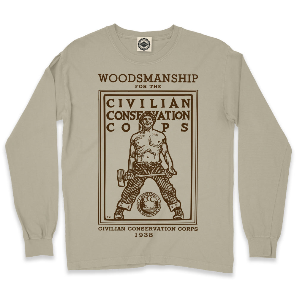 CCC (Civilian Conservation Corps) Woodsmanship Men's Long Sleeve Pigment Dyed Tee