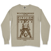 CCC (Civilian Conservation Corps) Woodsmanship Men's Long Sleeve Pigment Dyed T-Shirt in Pigment Tan