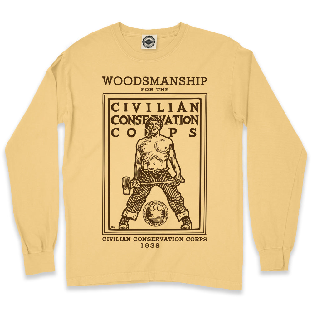 CCC (Civilian Conservation Corps) Woodsmanship Men's Long Sleeve Pigment Dyed Tee