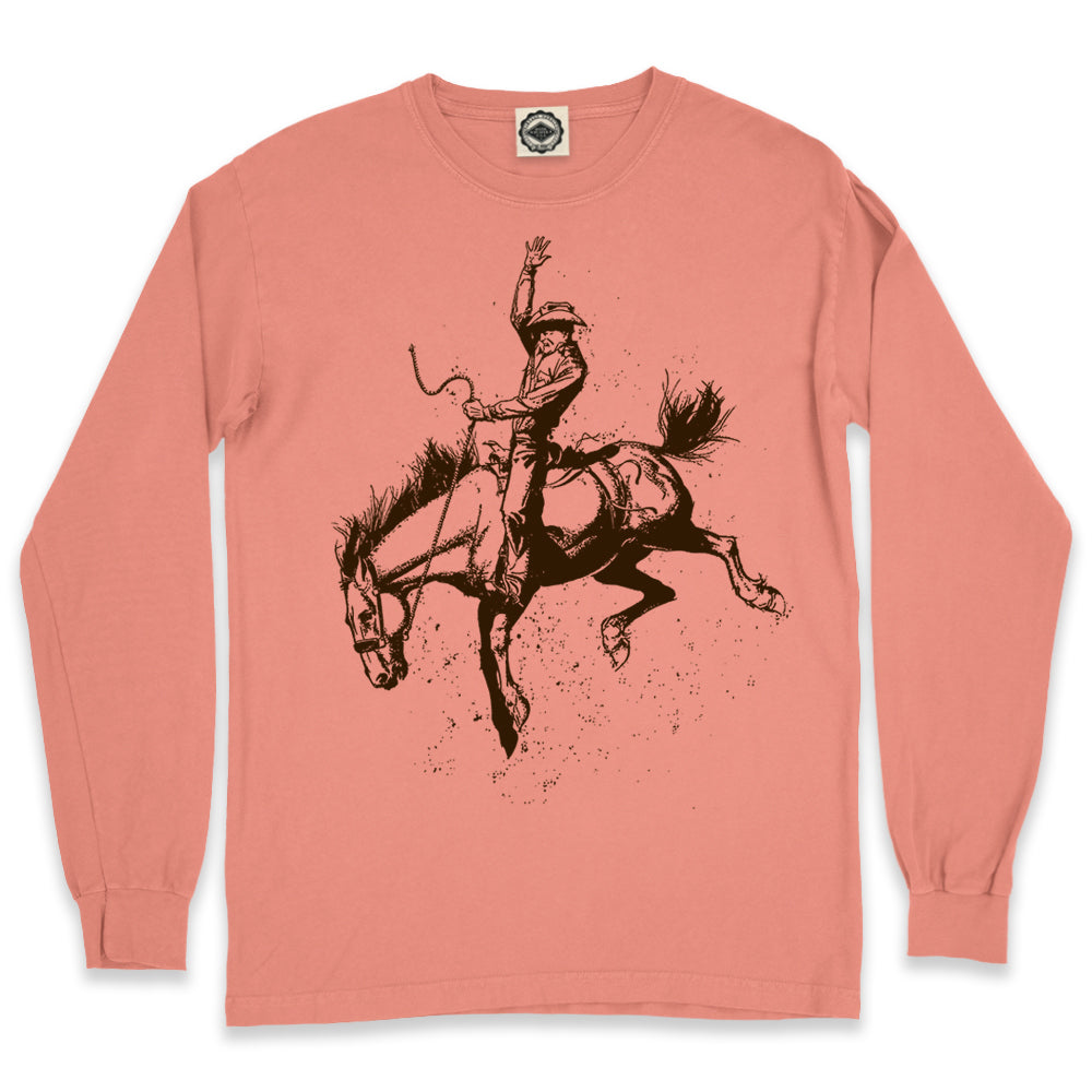 Cowboy Bronco Men's Long Sleeve Pigment Dyed Tee