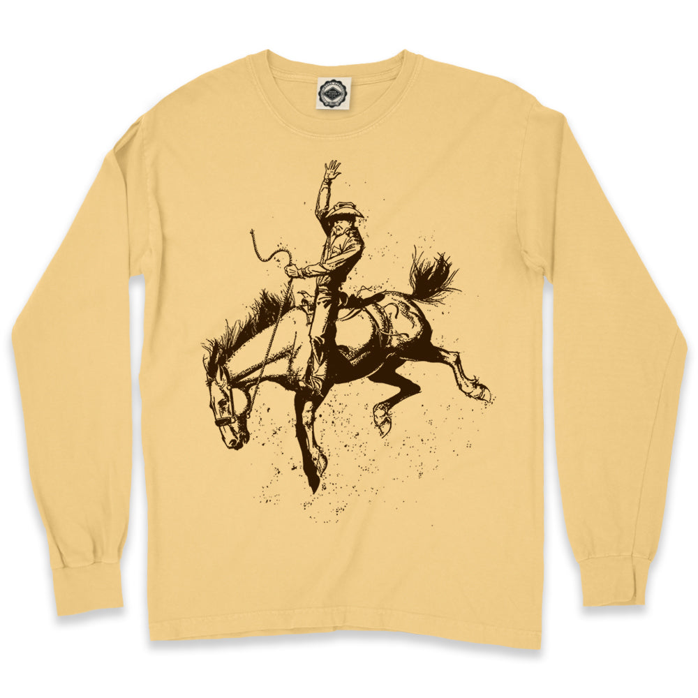 Cowboy Bronco Men's Long Sleeve Pigment Dyed Tee