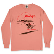 Howdy Cowboy Men's Long Sleeve Pigment Dyed T-Shirt in Pigment Sunset