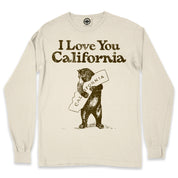 I Love You California Men's Long Sleeve Pigment Dyed T-Shirt in Pigment Ecru