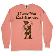 I Love You California Men's Long Sleeve Pigment Dyed T-Shirt in Pigment Sunset