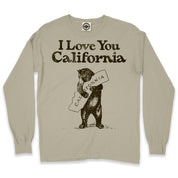 I Love You California Men's Long Sleeve Pigment Dyed T-Shirt in Pigment Tan