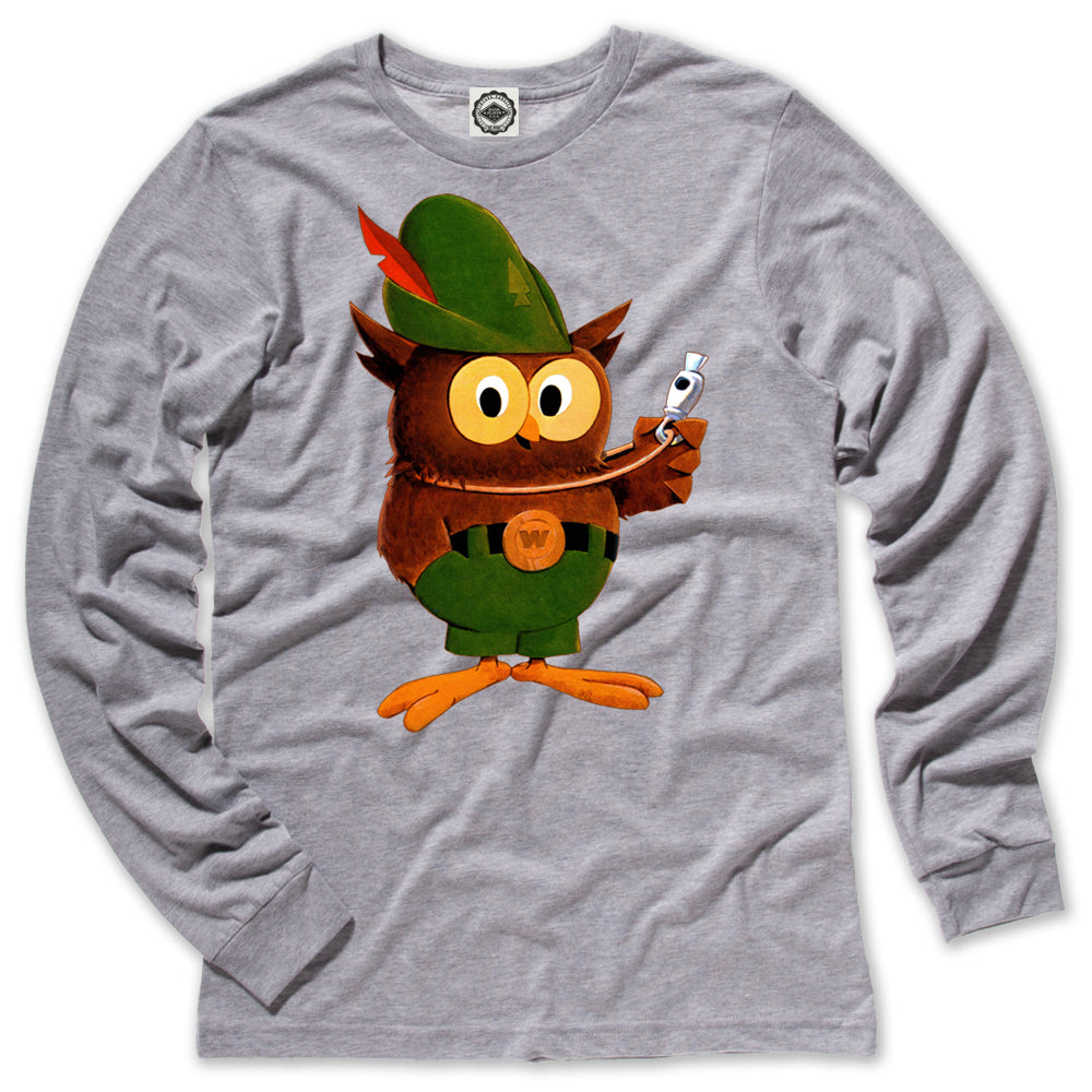 Multicolor Woodsy Owl Men's Long Sleeve T-Shirt in Grey