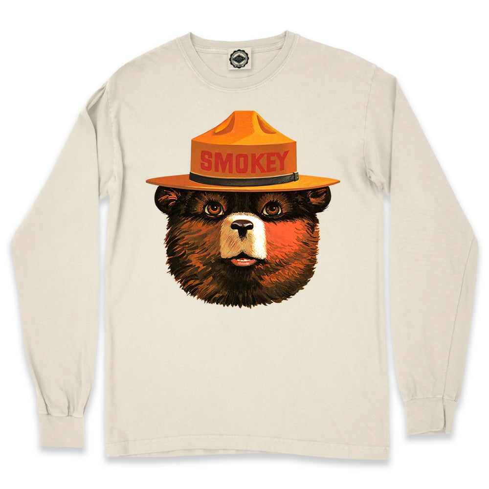 Multicolor Smokey Bear Men's Long Sleeve Pigment Dyed Tee