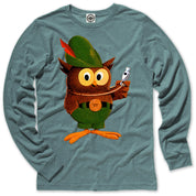 Multicolor Woodsy Owl Men's Long Sleeve T-Shirt in Heather Lake