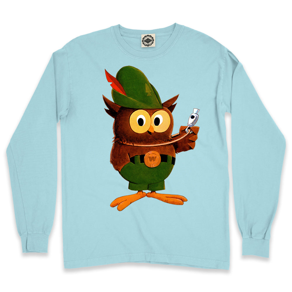 Multicolor Woodsy Owl Men's Long Sleeve Pigment Dyed Tee