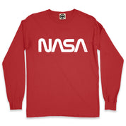 NASA Retro Worm Men's Long Sleeve Pigment Dyed T-Shirt in Pigment Brick