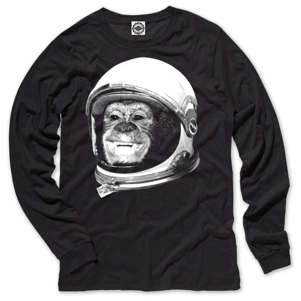 NASA Ham The Astrochimp Helmet Men's Long Sleeve Tee