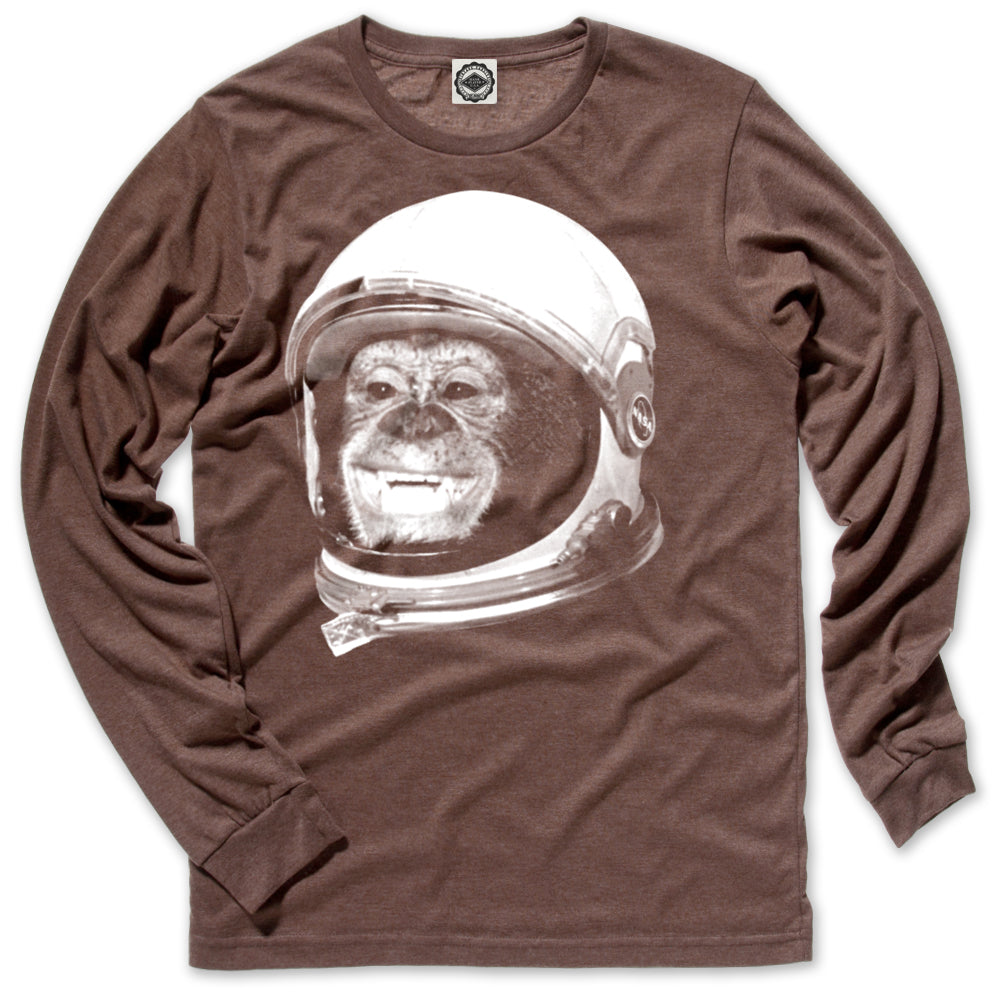 NASA Ham The Astrochimp Helmet Men's Long Sleeve Tee