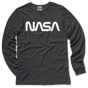 NASA Retro Worm Logo Men's Long Sleeve T-Shirt in Charcoal