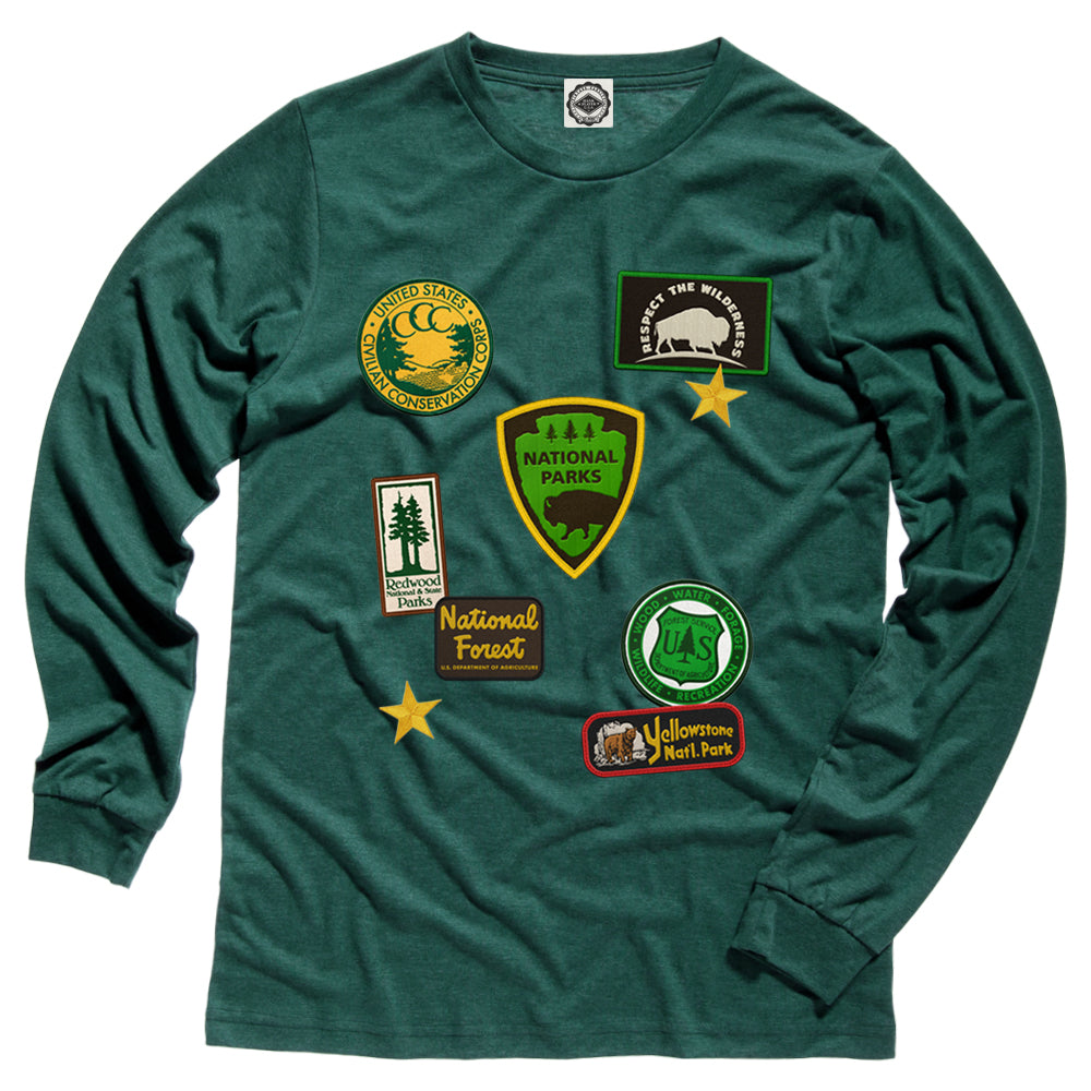 National Parks Patches Men's Long Sleeve Tee