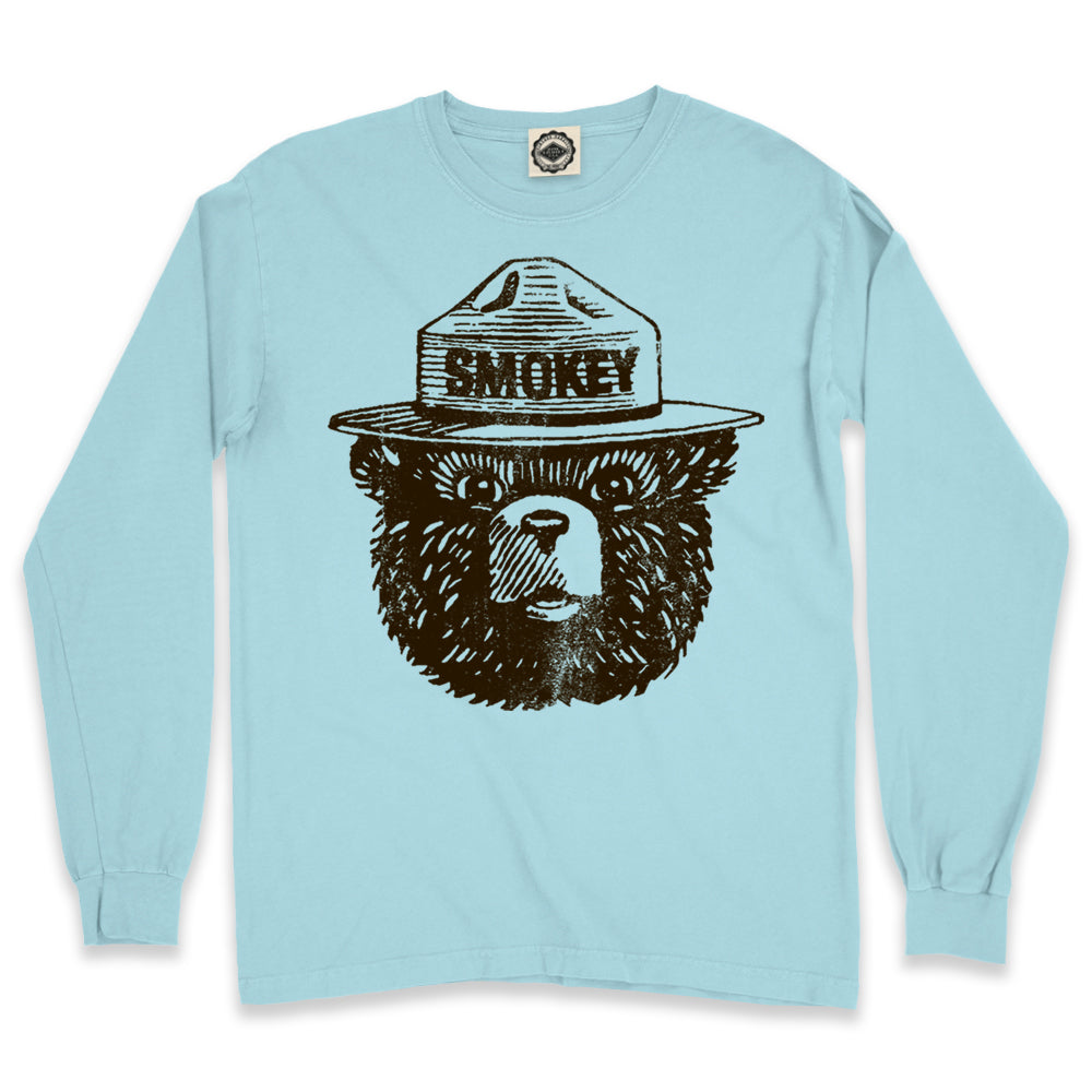 Official Smokey Bear Men's Long Sleeve Pigment Dyed Tee