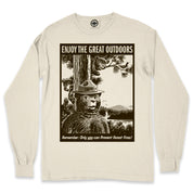 Smokey Bear "Enjoy The Great Outdoors" Men's Long Sleeve Pigment Dyed Tee