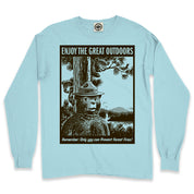 Smokey Bear "Enjoy The Great Outdoors" Men's Long Sleeve Pigment Dyed Tee