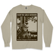 Smokey Bear "Enjoy The Great Outdoors" Men's Long Sleeve Pigment Dyed Tee