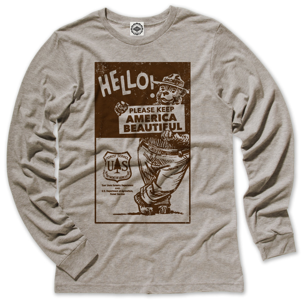 Smokey Bear "Please Keep America Beautiful" Men's Long Sleeve Tee