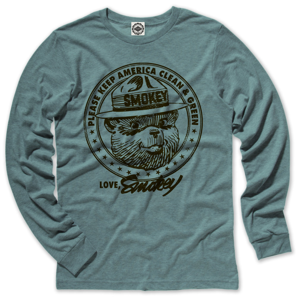 Smokey Bear "Keep America Clean & Green" Men's Long Sleeve Tee