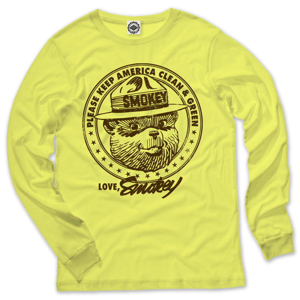 Smokey Bear "Keep America Clean & Green" Men's Long Sleeve Tee