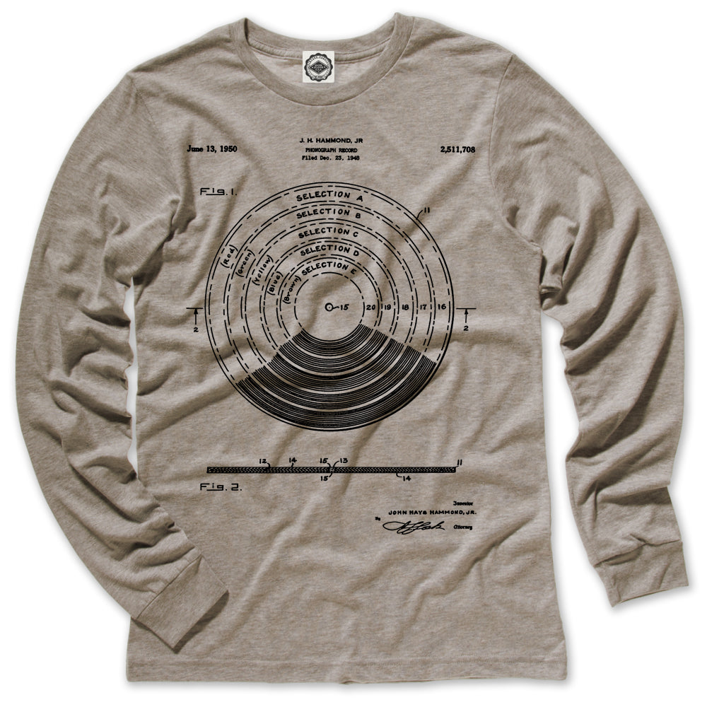 Vinyl Record Patent Men's Long Sleeve Tee