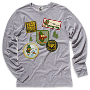 Woodsy Owl Patches Men's Long Sleeve T-Shirt in Grey