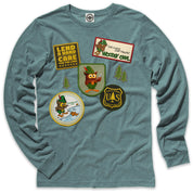 Woodsy Owl Patches Men's Long Sleeve T-Shirt in Heather Lake