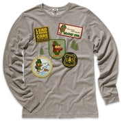 Woodsy Owl Patches Men's Long Sleeve T-Shirt in Heather Stone