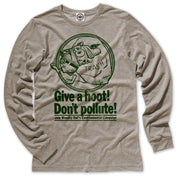 Woodsy Owl "Join Woodsy's Campaign" Men's Long Sleeve T-Shirt in Heather Stone