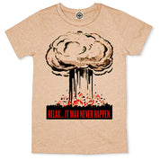 "Relax... It May Never Happen" Civil Defense Men's T-Shirt in Heather Peach