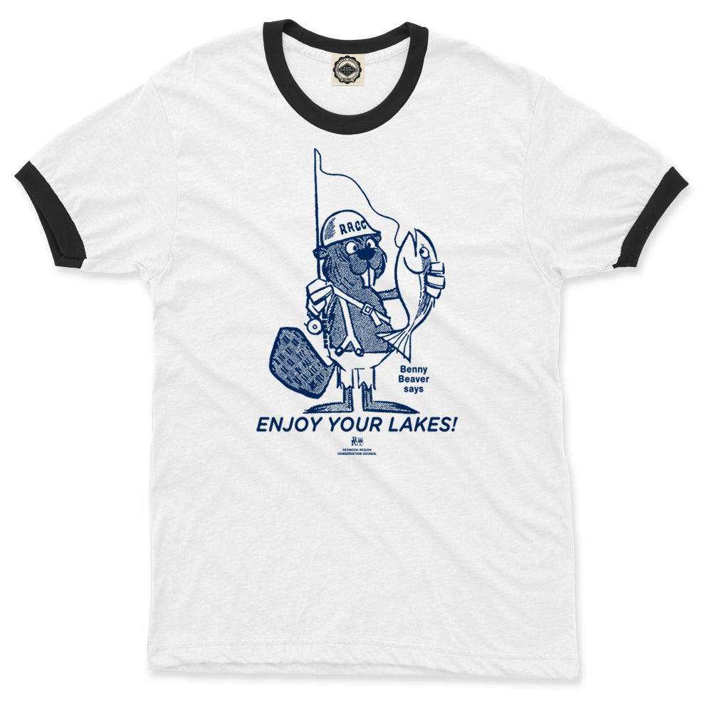 Benny Beaver "Enjoy Your Lakes" Unisex Ringer Tee