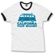 California State Beaches Men's Ringer T-Shirt in White