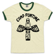 Camp Funtime Men's Ringer T-Shirt in Cream