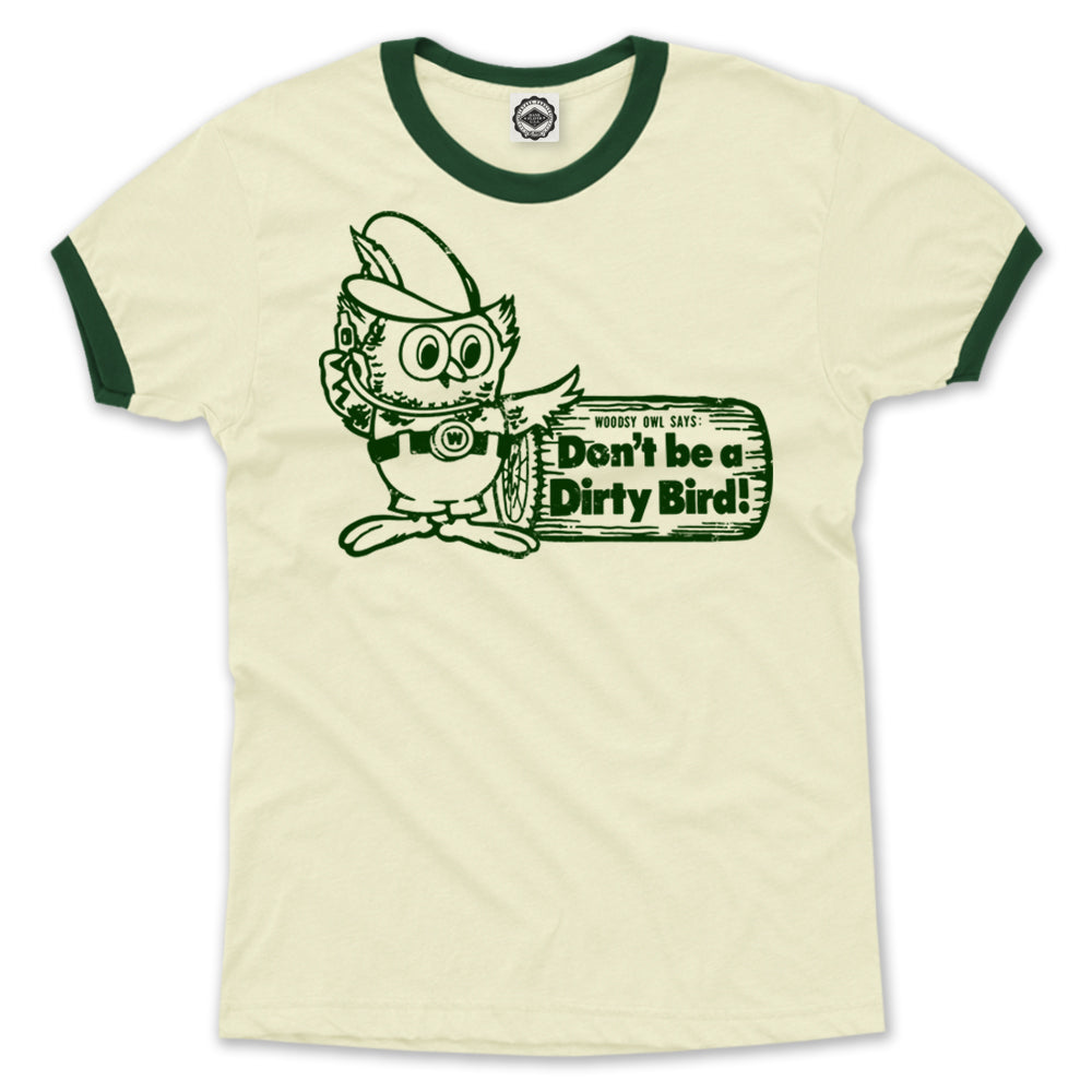 Woodsy Owl "Don't Be A Dirty Bird" Men's Ringer Tee