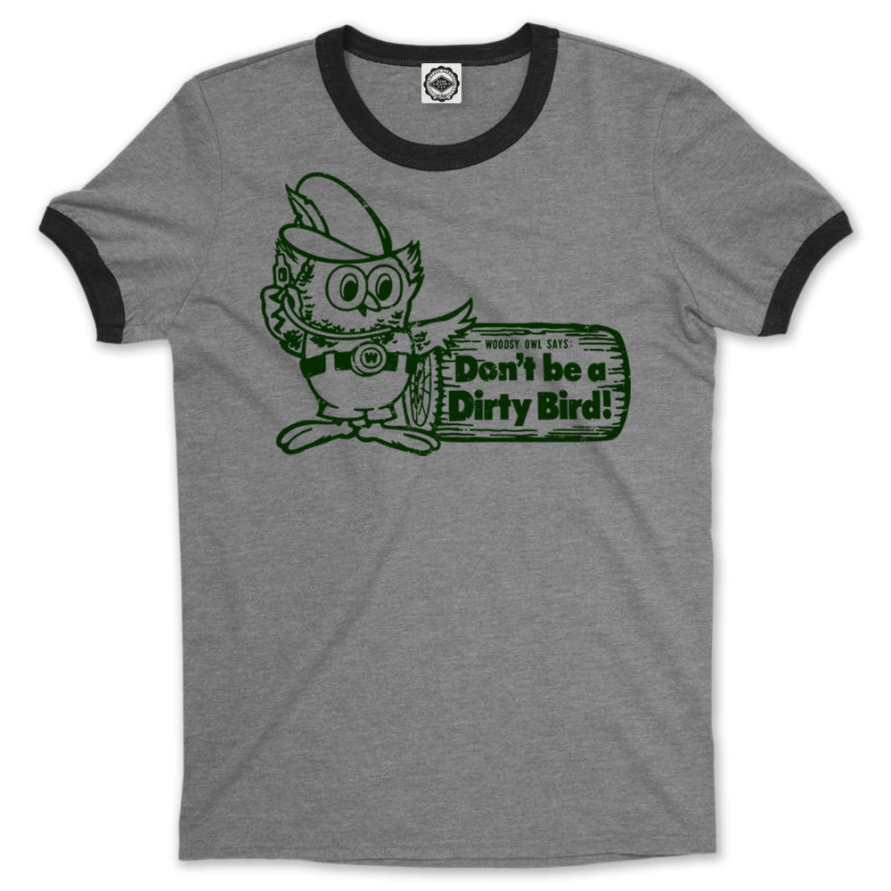 Woodsy Owl "Don't Be A Dirty Bird" Men's Ringer Tee