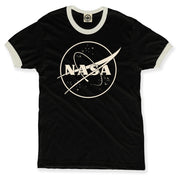 NASA 1 Color Logo Men's Ringer T-Shirt in Black