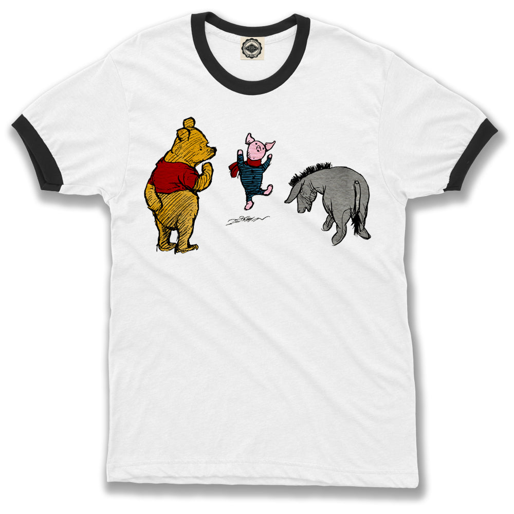 Winnie-The-Pooh, Piglet & Eeyore Men's Ringer Tee