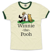 Winnie-The-Pooh & Christopher Robin Men's Ringer T-Shirt in Cream