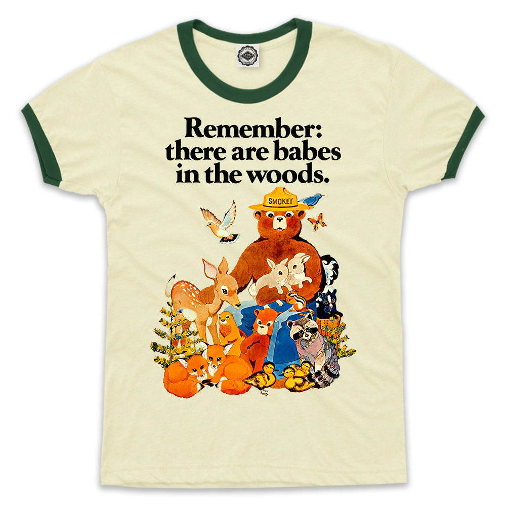 Smokey Bear Vintage "Babes In The Woods" Poster Men's Ringer Tee