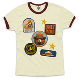 Smokey Bear Patches Unisex Ringer Tee
