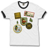 Woodsy Owl Patches Unisex Ringer Tee