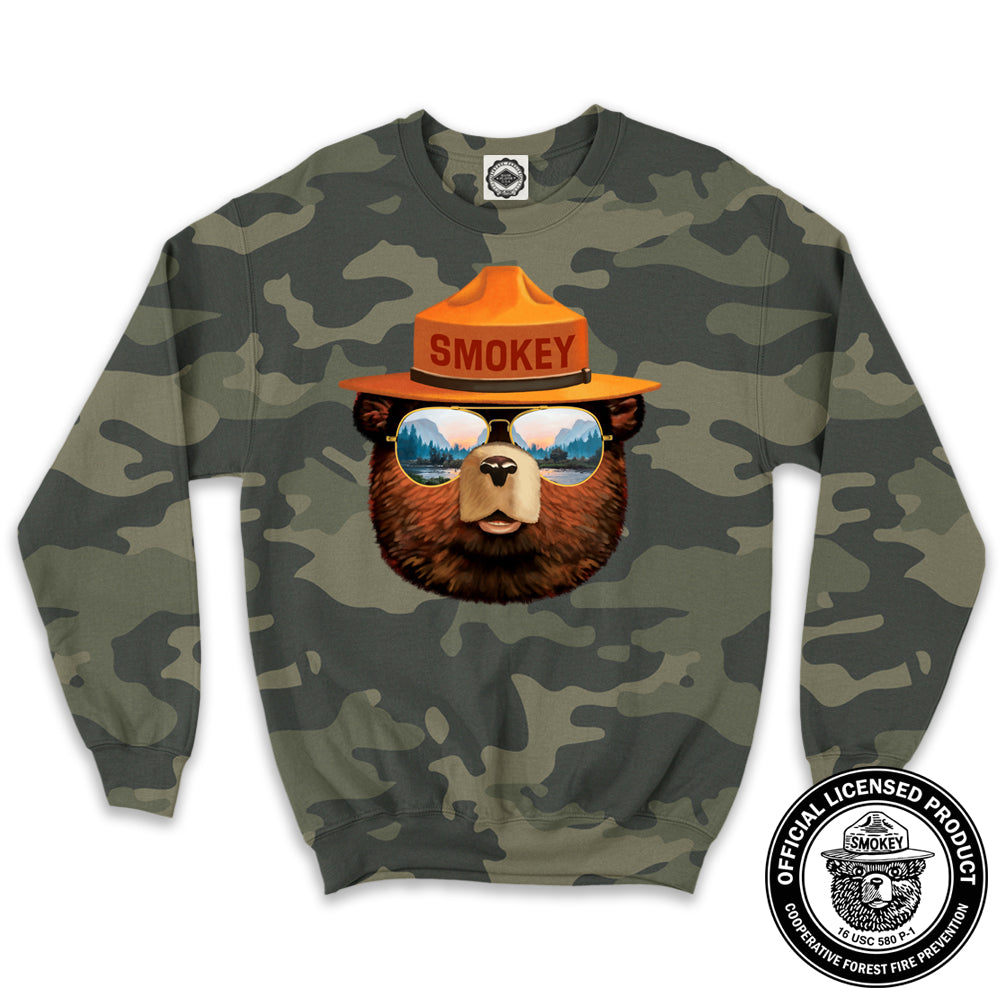 Smokey Bear Shades Unisex Crew Sweatshirt (Camouflage)