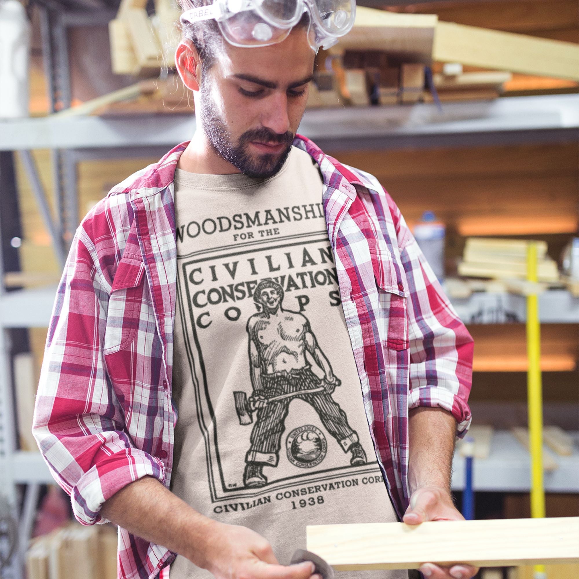 CCC (Civilian Conservation Corps) Woodsmanship Men's T-Shirt in Cream