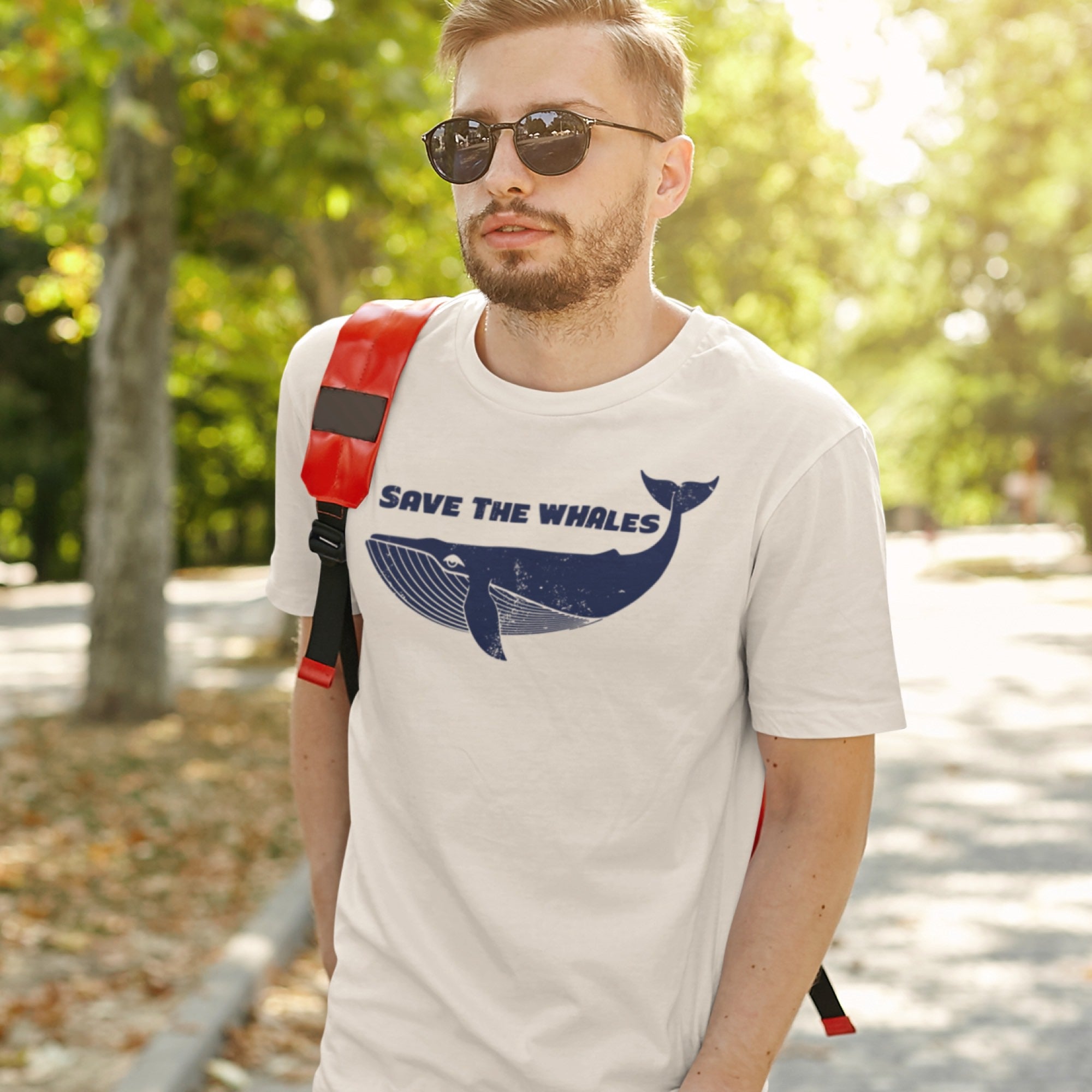Save The Whales Men's T-Shirt in Vintage Ecru