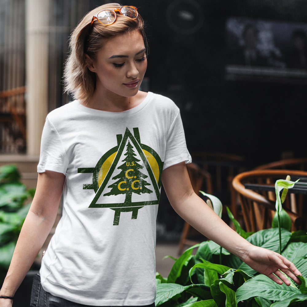CCC (Civilian Conservation Corps) Tree Logo Women's Relaxed Fit Tee