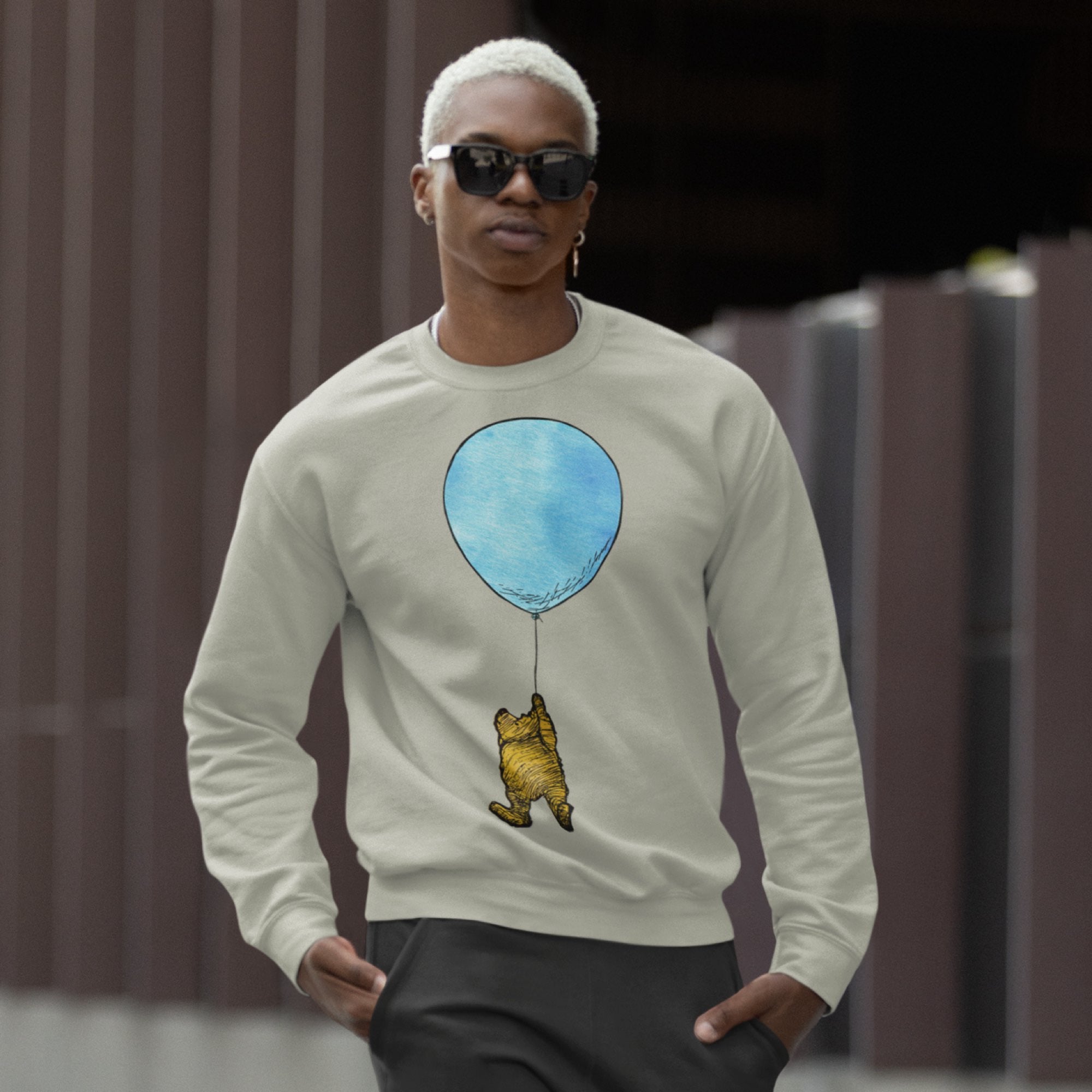Winnie-The-Pooh With Balloon Unisex Crew Sweatshirt